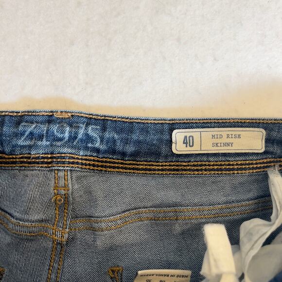 Zara Basic Denim Department Mid Rise Skinny Jeans Woman 8 32W Zipper Cuffs Z1975 - Picture 13 of 16